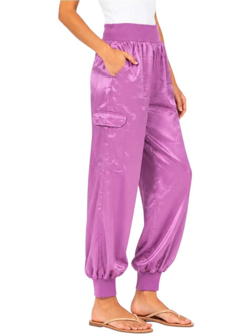 CINQ A SEPT Purple Silky High Waist Pants Small - Picture 2 of 11